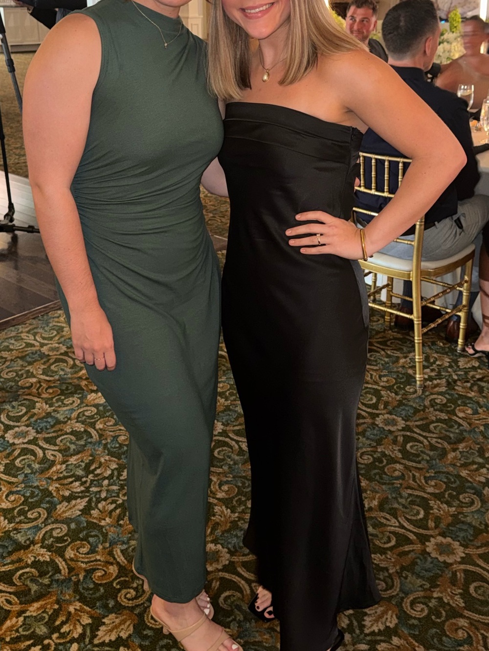 One-Shoulder Dark Green Ruched Maxi Dress